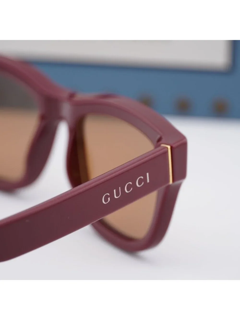 Gucci GG1135S 003 Square Sunglasses - Burgundy / Brown